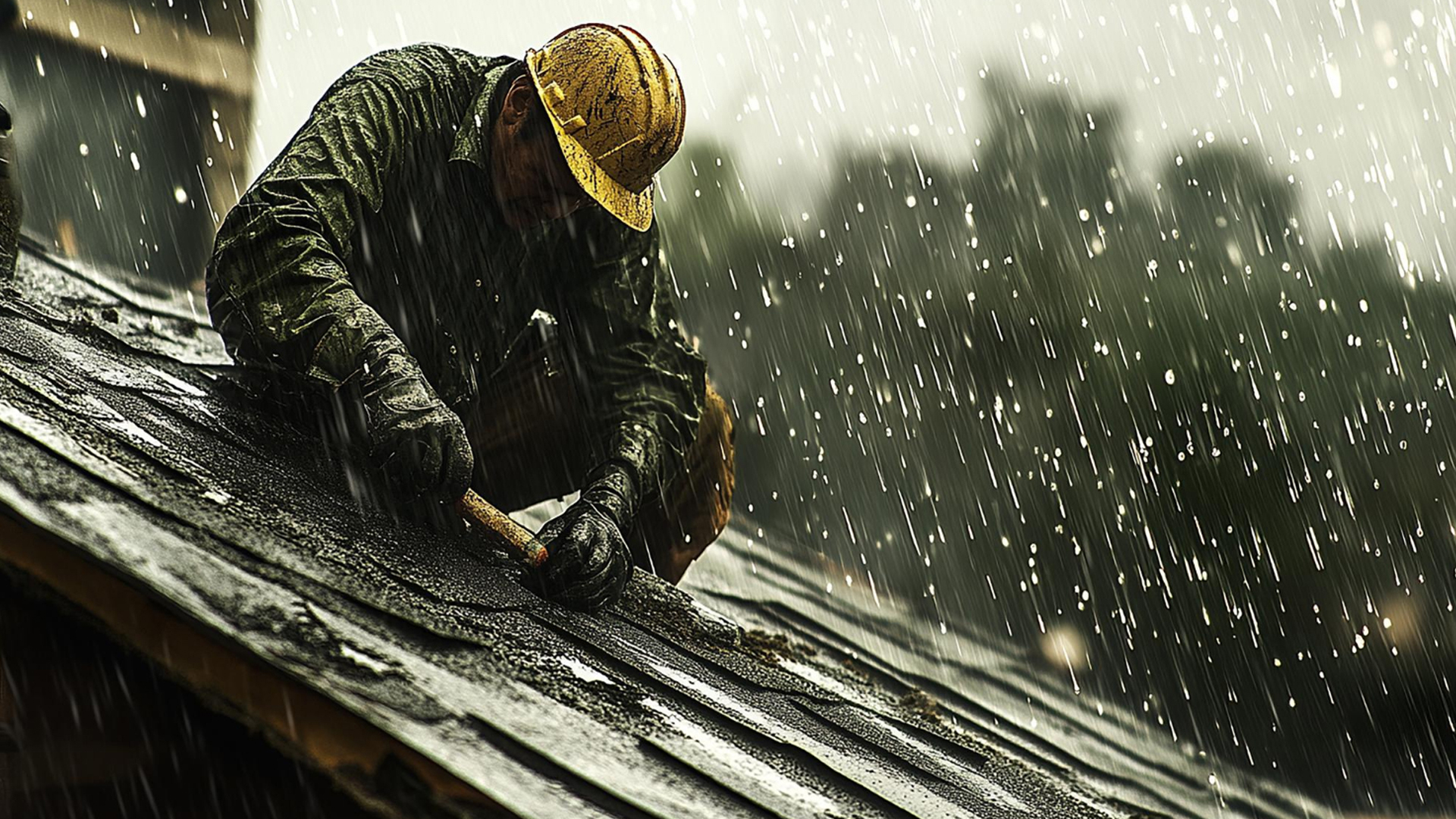 Technicien réparant une toiture endommagée à Pornichet